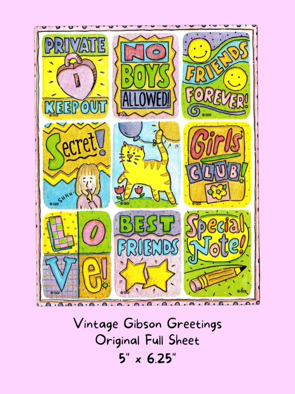Gibson Stickety Doo Da Girls Club Vintage 1997 Sticker Sheet